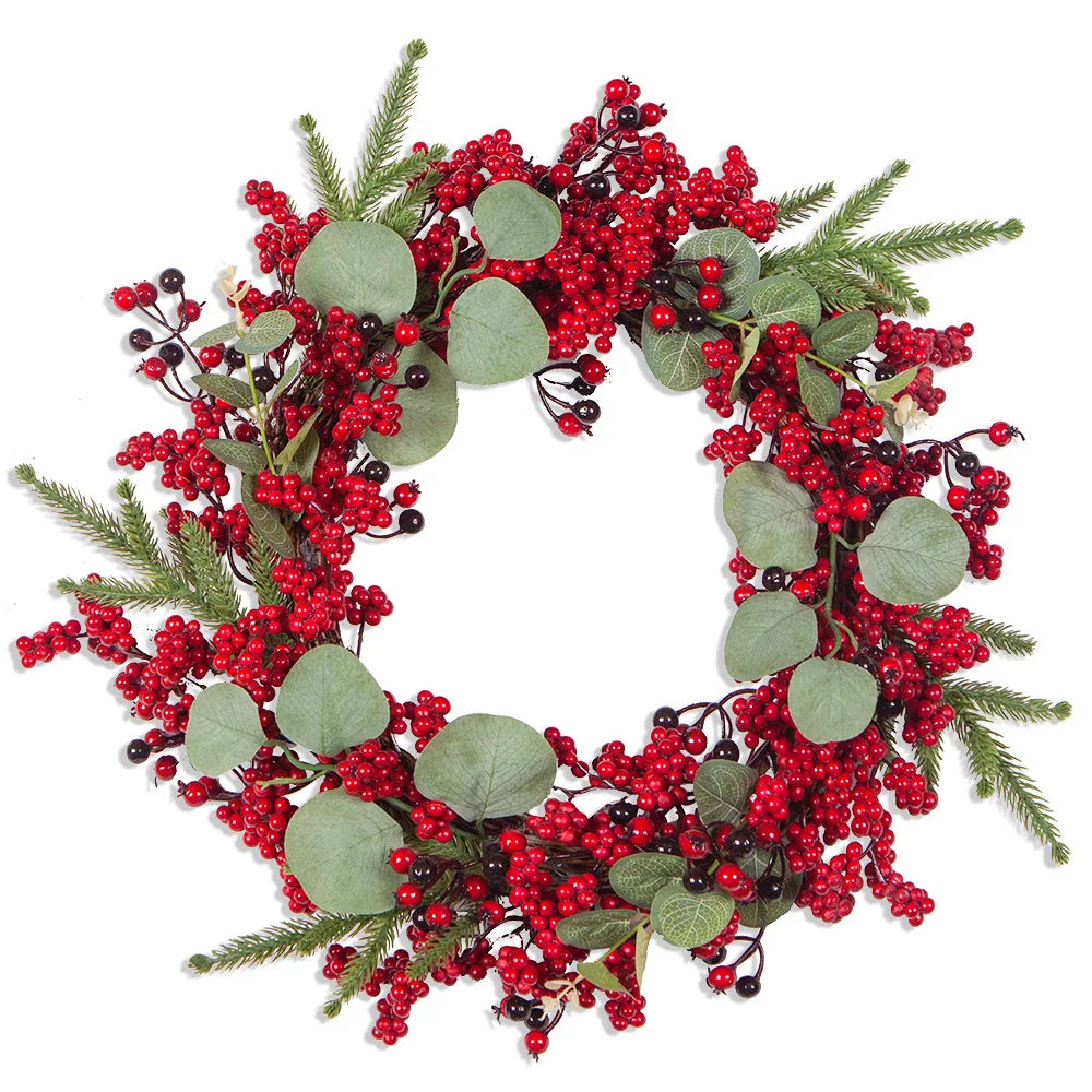 CypressBerry Red Berry Christmas Wreath for Home Decor