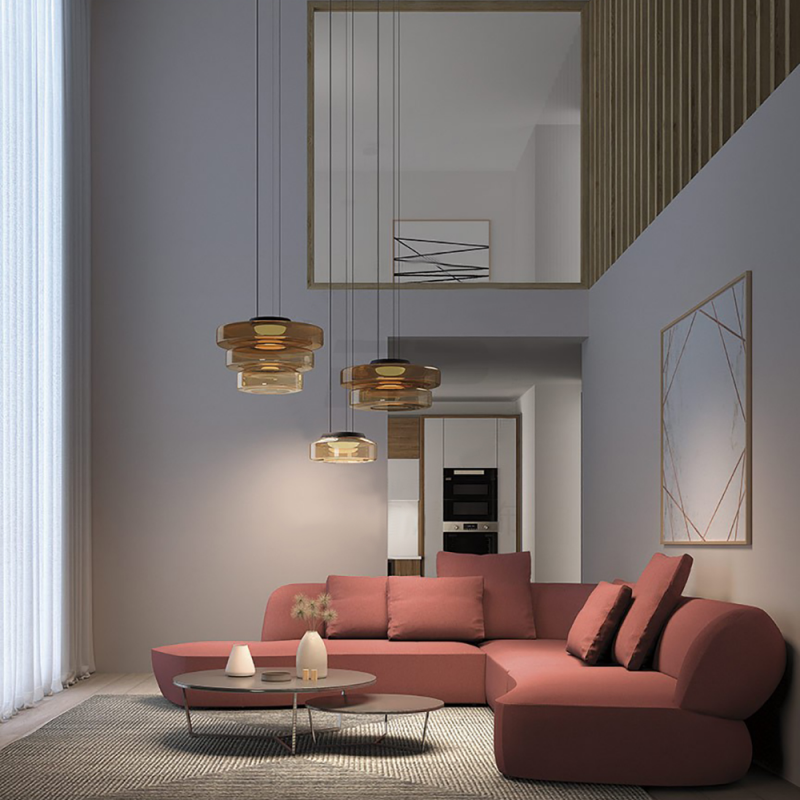 Bauhaus Glass Pendant Light with Warm LED Bulb