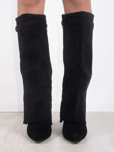 Women’s Black Knee-High Boots with Block Heel