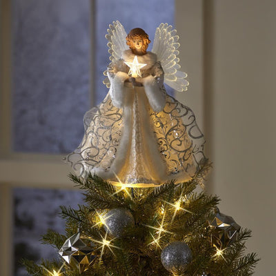 Golden Angel Doll Christmas Tree Topper with LED