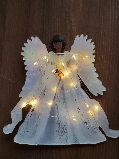 Golden Angel Doll Christmas Tree Topper with LED
