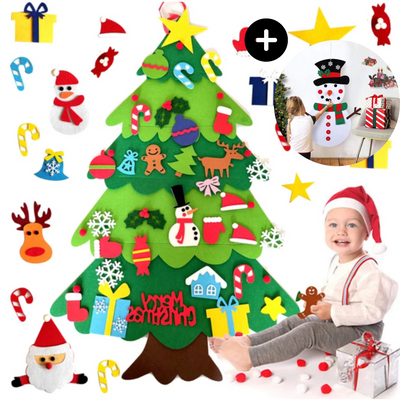 Felt Christmas Tree for Kids – Montessori Learning Toy with 32 Ornaments