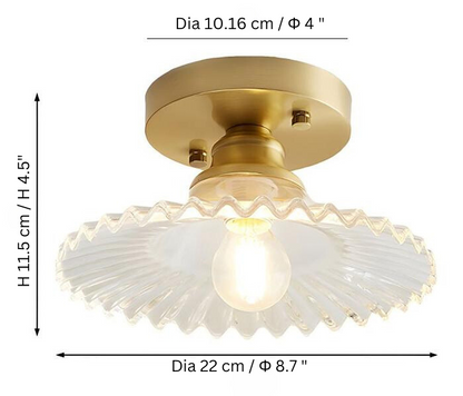 Vintage Clear Glass Ribbed Ceiling Light