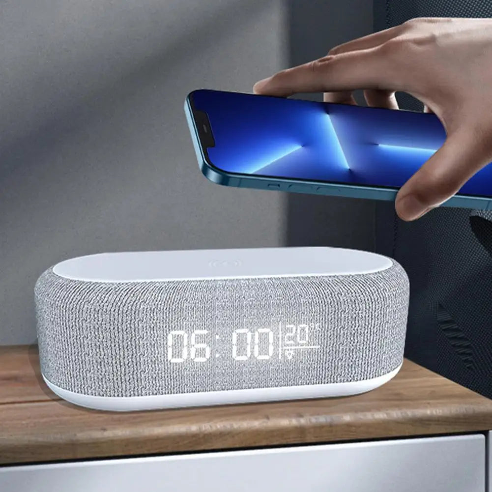 Digital Alarm Clock with Wireless Charging and Temperature Display