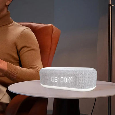Digital Alarm Clock with Wireless Charging and Temperature Display