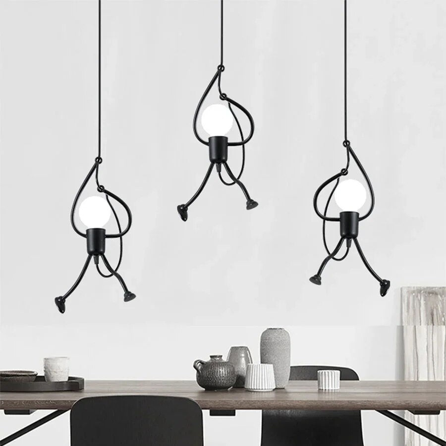 Cheerful Doll-Shaped Adjustable Pendant Light
