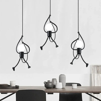 Cheerful Doll-Shaped Adjustable Pendant Light