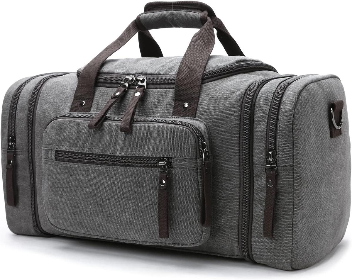 Expandable Canvas Travel Duffle Bag with 40–50L Capacity