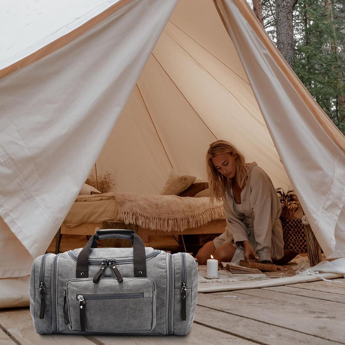 Expandable Canvas Travel Duffle Bag with 40–50L Capacity