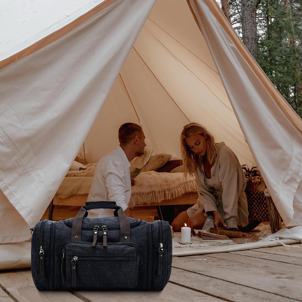 Expandable Canvas Travel Duffle Bag with 40–50L Capacity