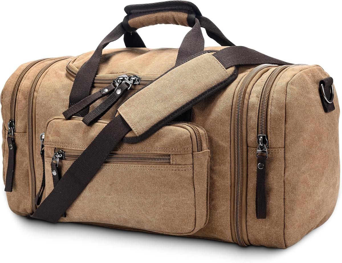 Expandable Canvas Travel Duffle Bag with 40–50L Capacity