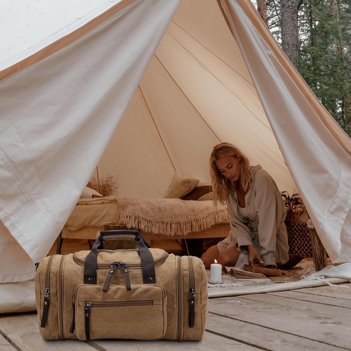 Expandable Canvas Travel Duffle Bag with 40–50L Capacity