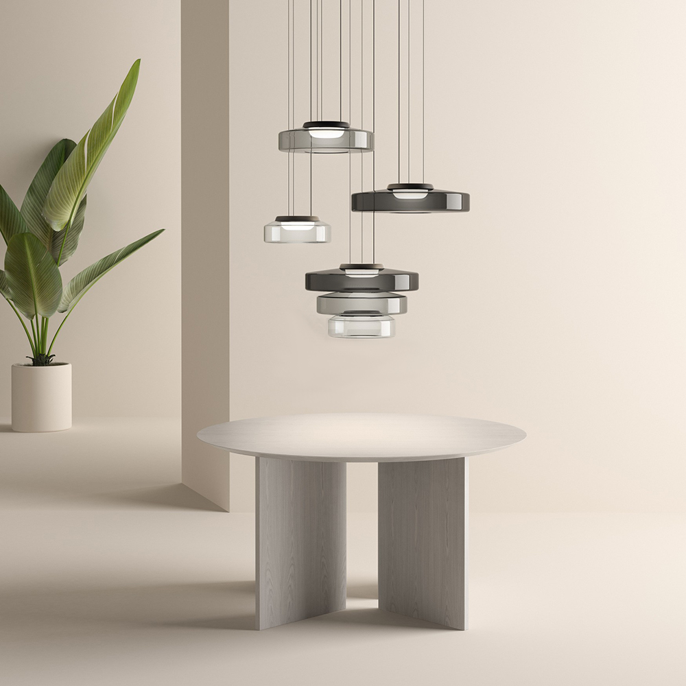 Bauhaus Glass Pendant Light with Warm LED Bulb