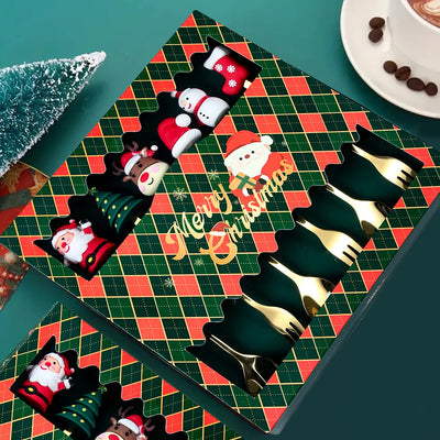 Gold Santa Christmas Cutlery Set for Holidays