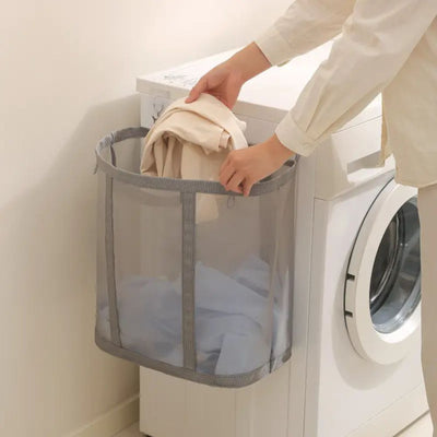 Foldable Mesh Laundry Basket with Hanging Loop