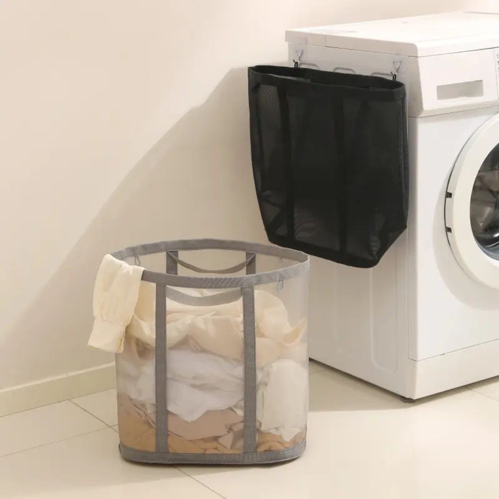 Foldable Mesh Laundry Basket with Hanging Loop