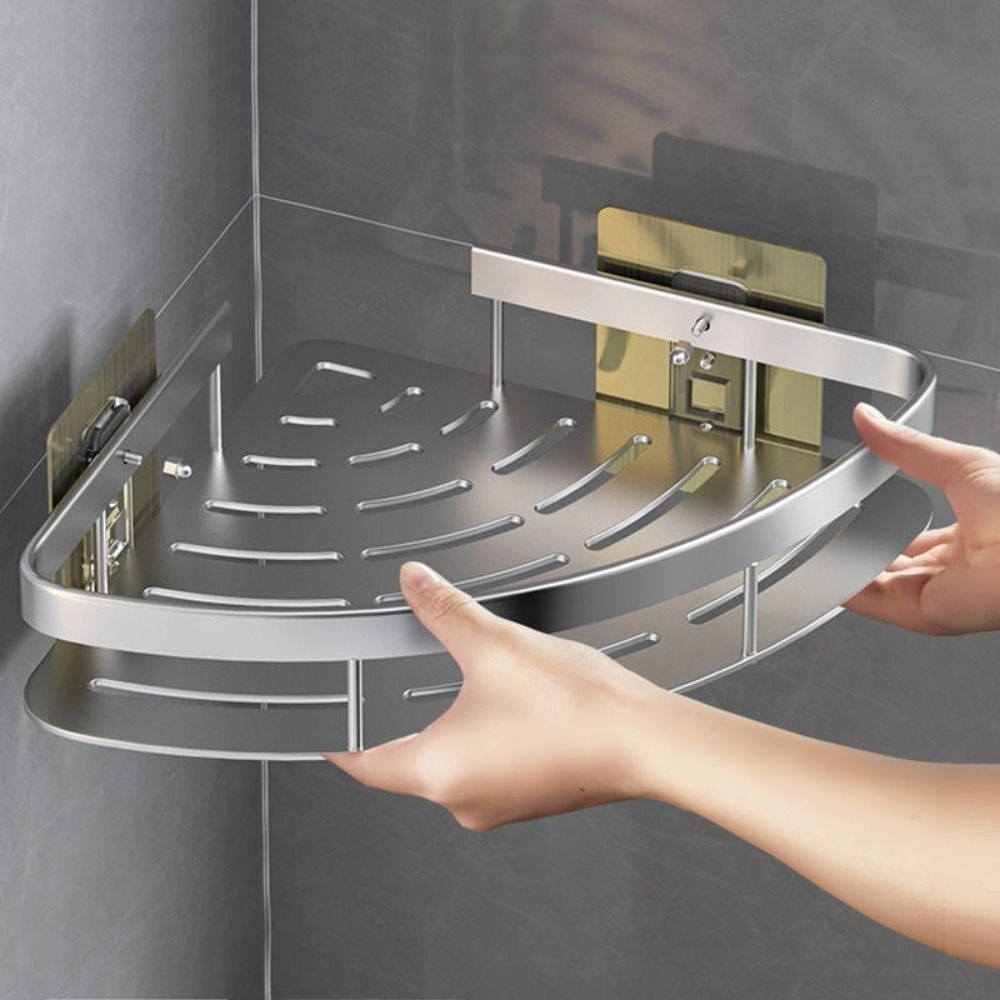 No-Drill Aluminum Corner Shelf for Bathroom