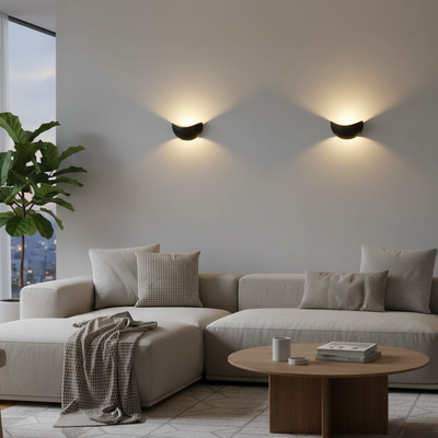 Minimalist Half-Round LED Wall Light – Modern Indoor/Outdoor Lamp - Set of 2