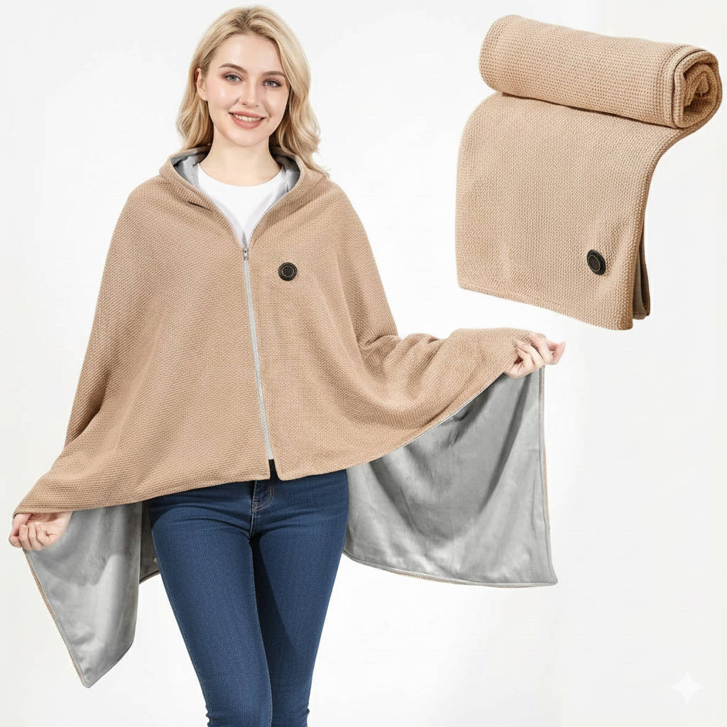 Portable Heated Shawl Blanket with USB Power
