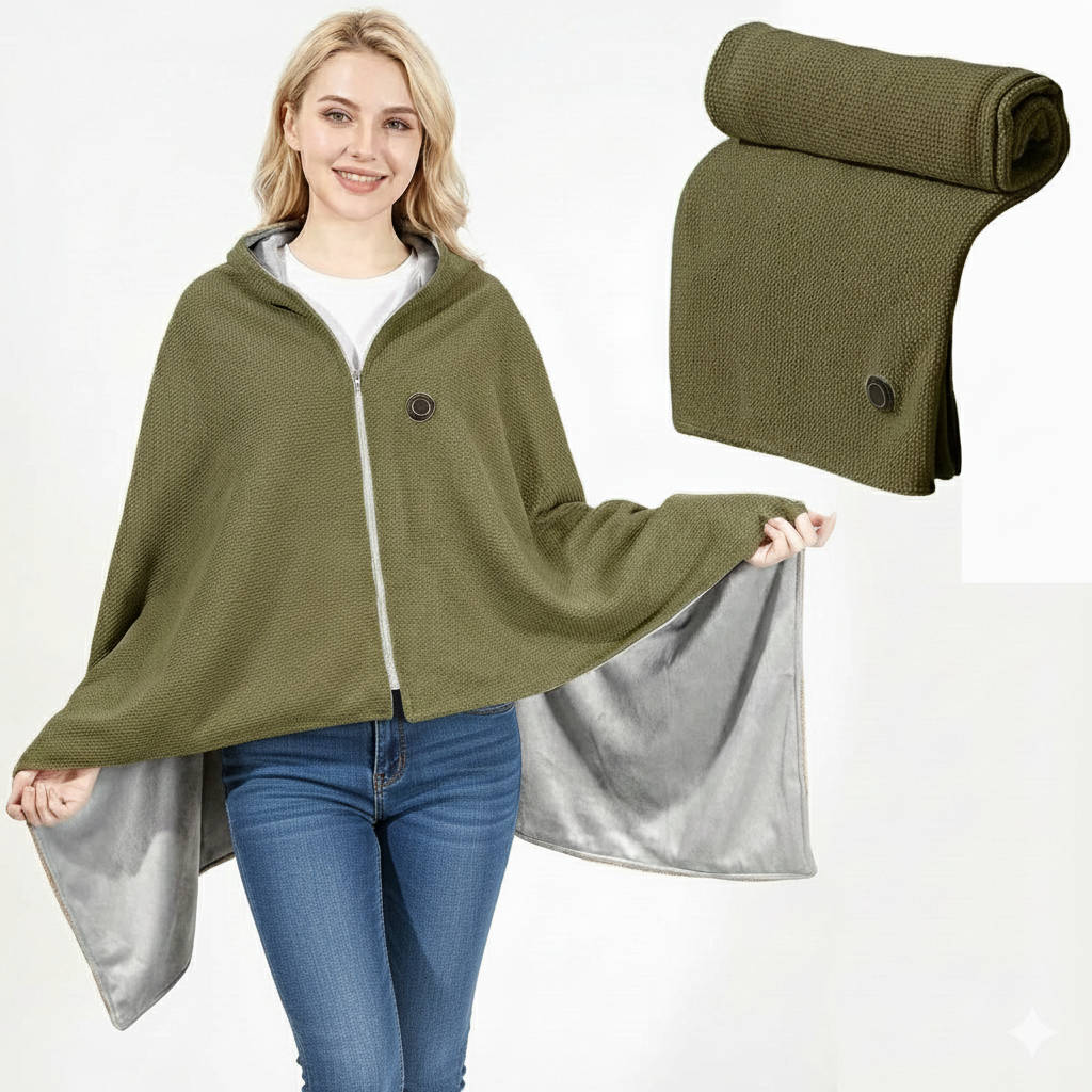 Portable Heated Shawl Blanket with USB Power