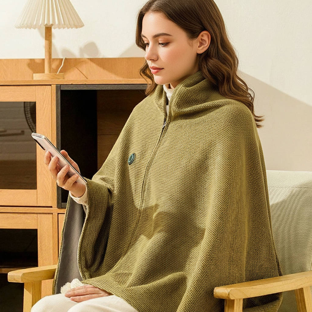 Portable Heated Shawl Blanket with USB Power