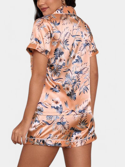 Gleame Satin Pajama Set – Tropical Comfort with a Stylish Touch