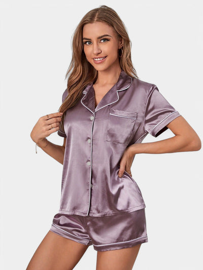 Gleame Satin Pajama Set – Tropical Comfort with a Stylish Touch