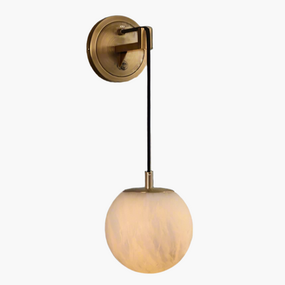 Marbell Brass & Marble Wall Light – Minimalist Globe Sconce
