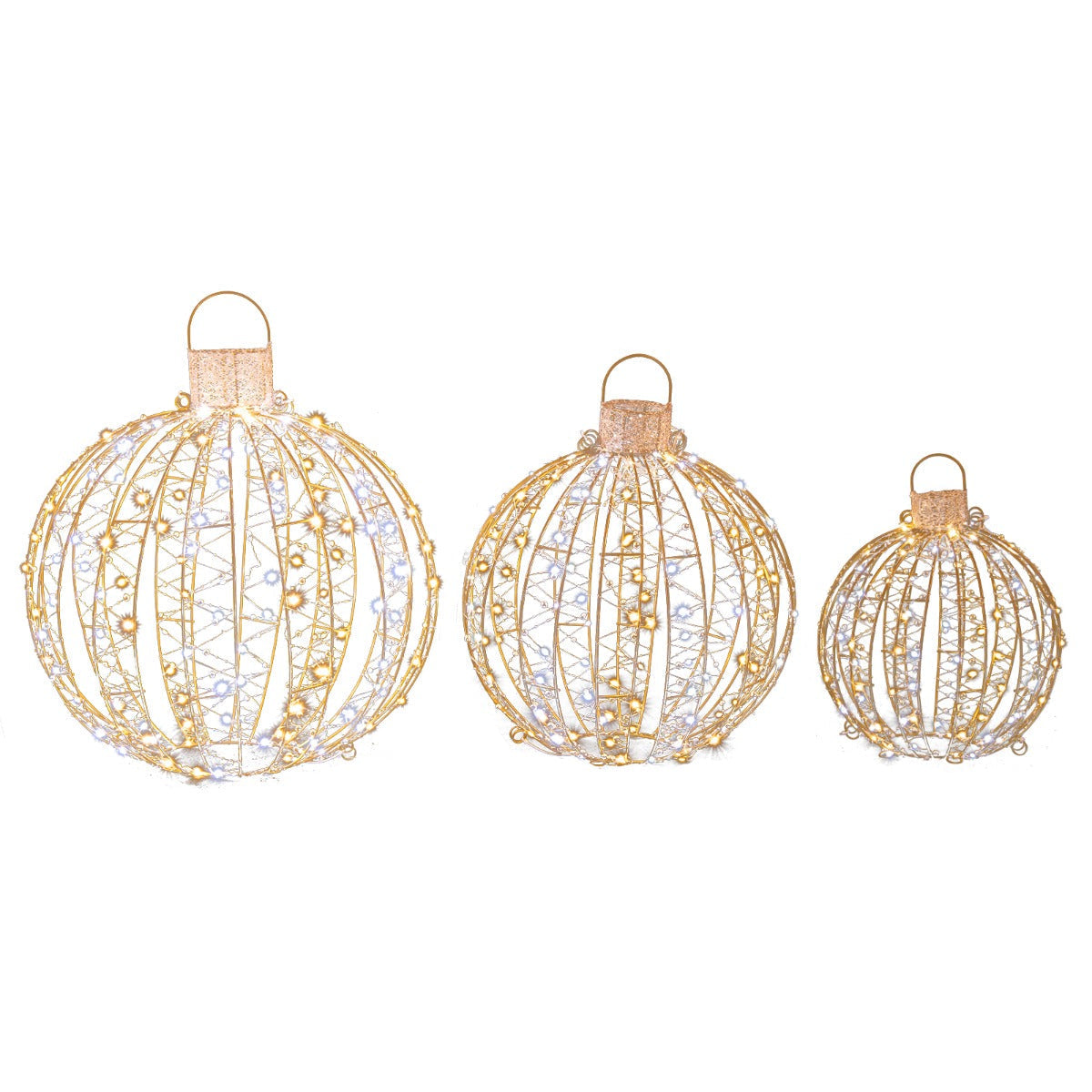 3-Piece LED Christmas Orb Lights with Warm & White LEDs