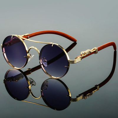 Men’s Oval Metal Retro Sunglasses with UV Protection