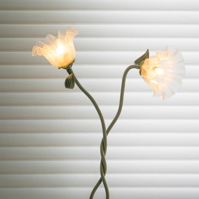 Calla Flowers LED Floor Lamp with Matte Green Finish