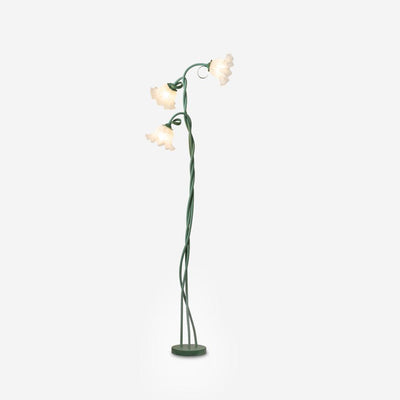 Calla Flowers LED Floor Lamp with Matte Green Finish
