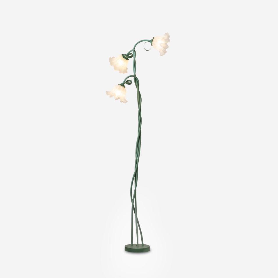 Calla Flowers LED Floor Lamp with Matte Green Finish
