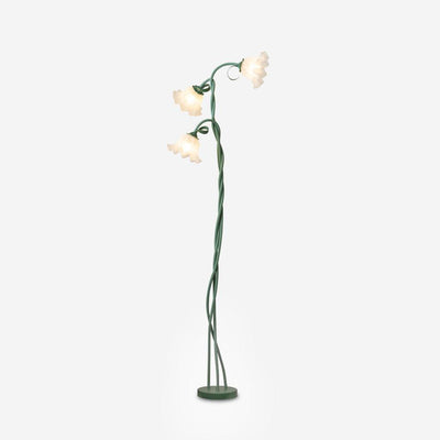 Calla Flowers LED Floor Lamp with Matte Green Finish