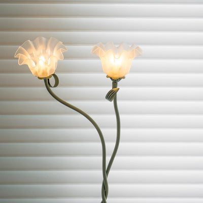 Calla Flowers LED Floor Lamp with Matte Green Finish