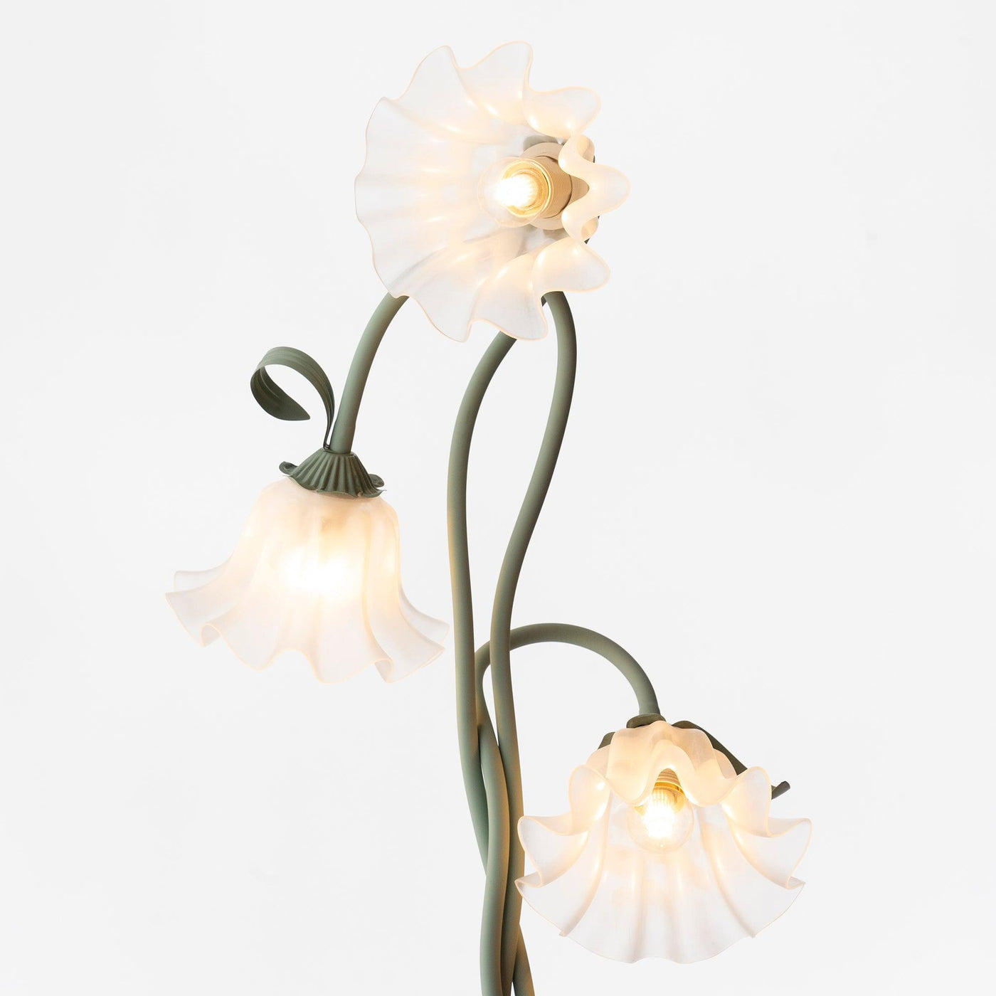 Calla Flowers LED Floor Lamp with Matte Green Finish