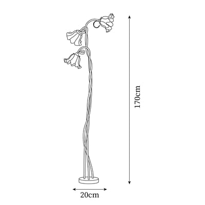 Calla Flowers LED Floor Lamp with Matte Green Finish