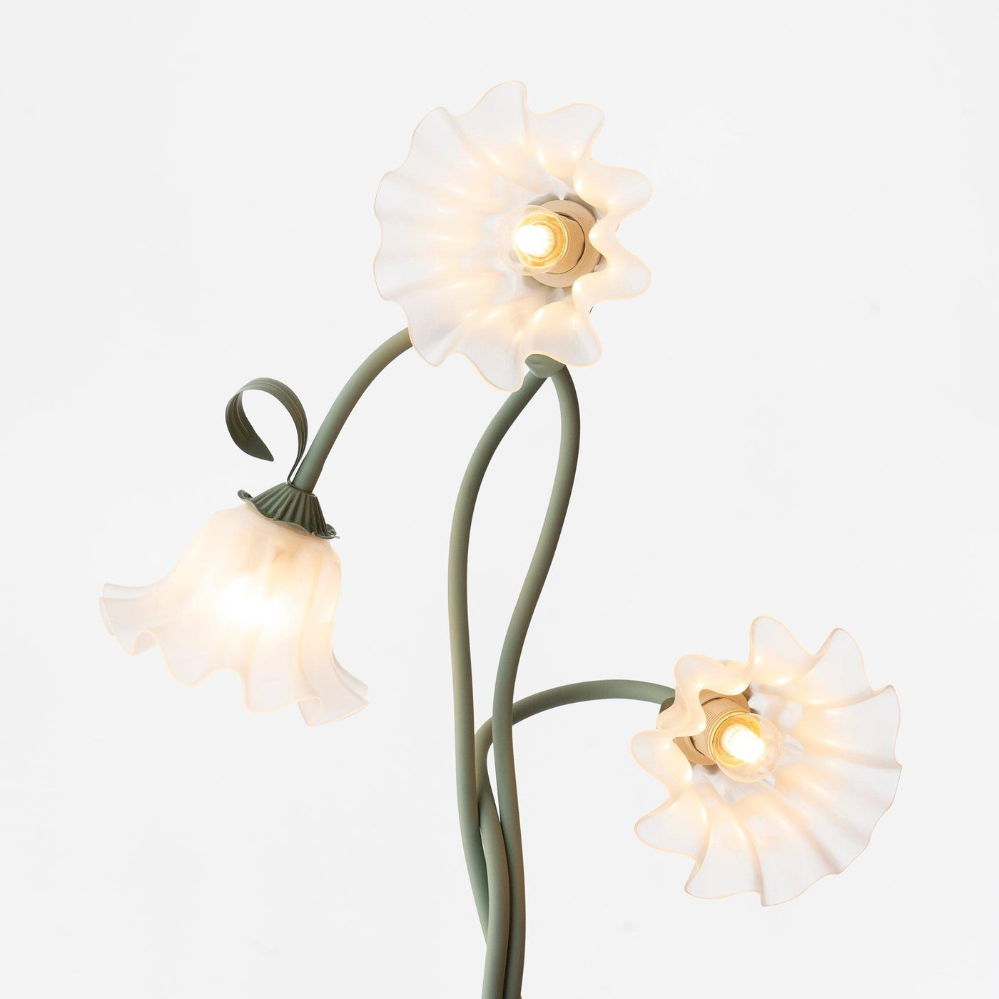 Calla Flowers LED Floor Lamp with Matte Green Finish