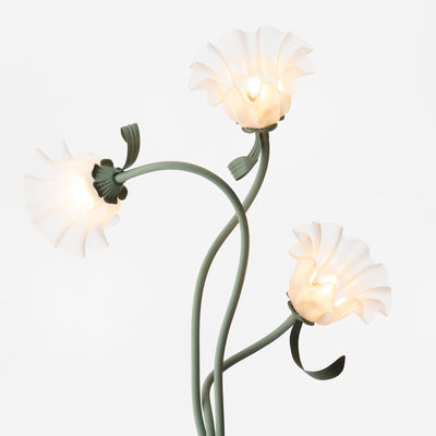 Calla Flowers LED Floor Lamp with Matte Green Finish