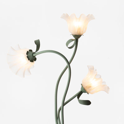Calla Flowers LED Floor Lamp with Matte Green Finish