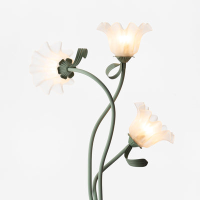 Calla Flowers LED Floor Lamp with Matte Green Finish