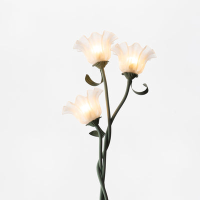Calla Flowers LED Floor Lamp with Matte Green Finish