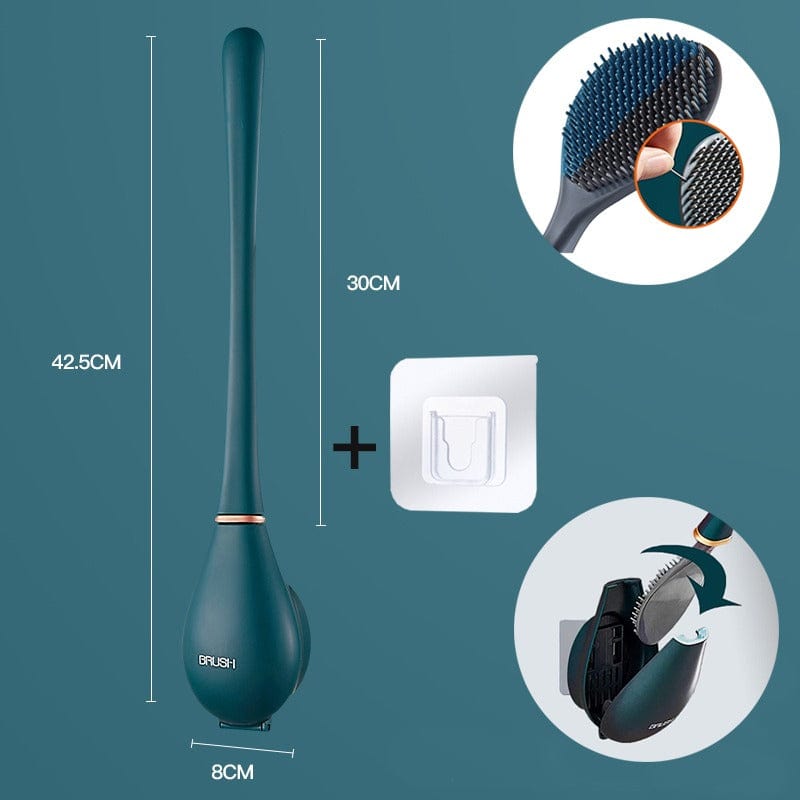 Wall-Mounted Silicone Toilet Brush with Holder