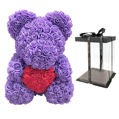 Rose Teddy Bear with Handmade Foam Roses – 40cm