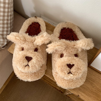 Fluffy Animal Slippers Warm Plush Indoor Shoes for Adults Kids