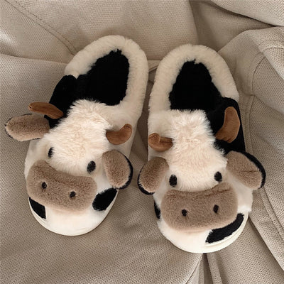 Fluffy Animal Slippers Warm Plush Indoor Shoes for Adults Kids
