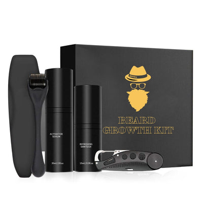 Professional Beard Growth Kit with Serum and Roller
