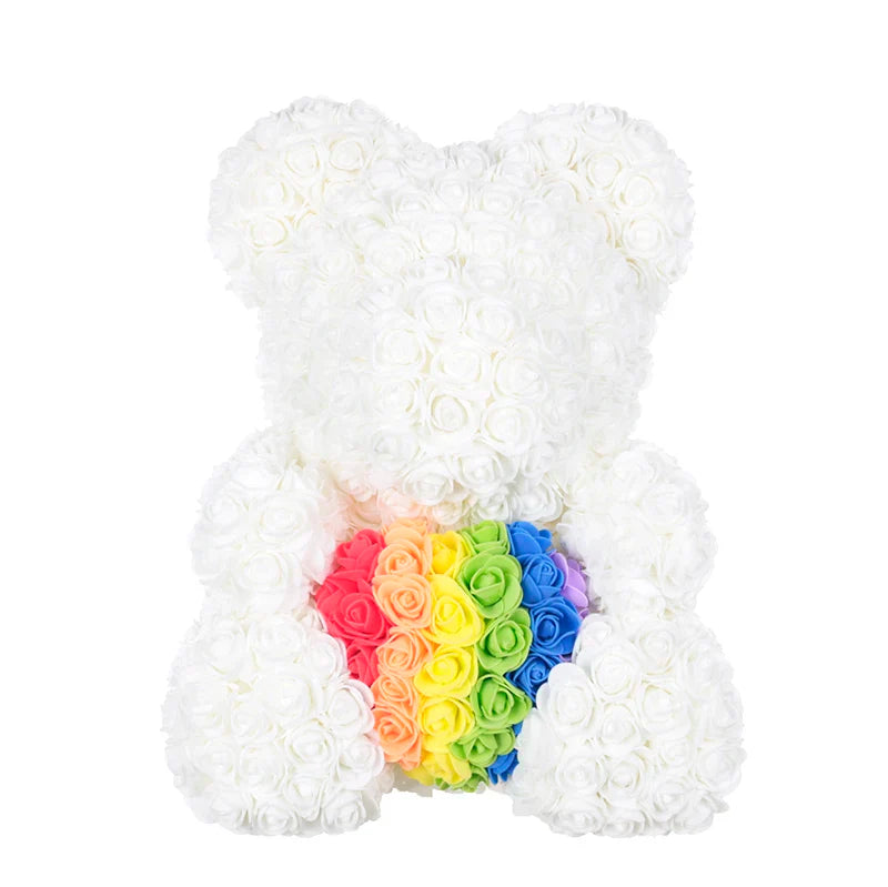 Rose Teddy Bear with Handmade Foam Roses – 40cm