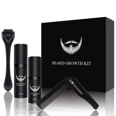 Professional Beard Growth Kit with Serum and Roller