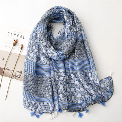 Women’s Viscose Scarf with Polka Dot Floral Pattern